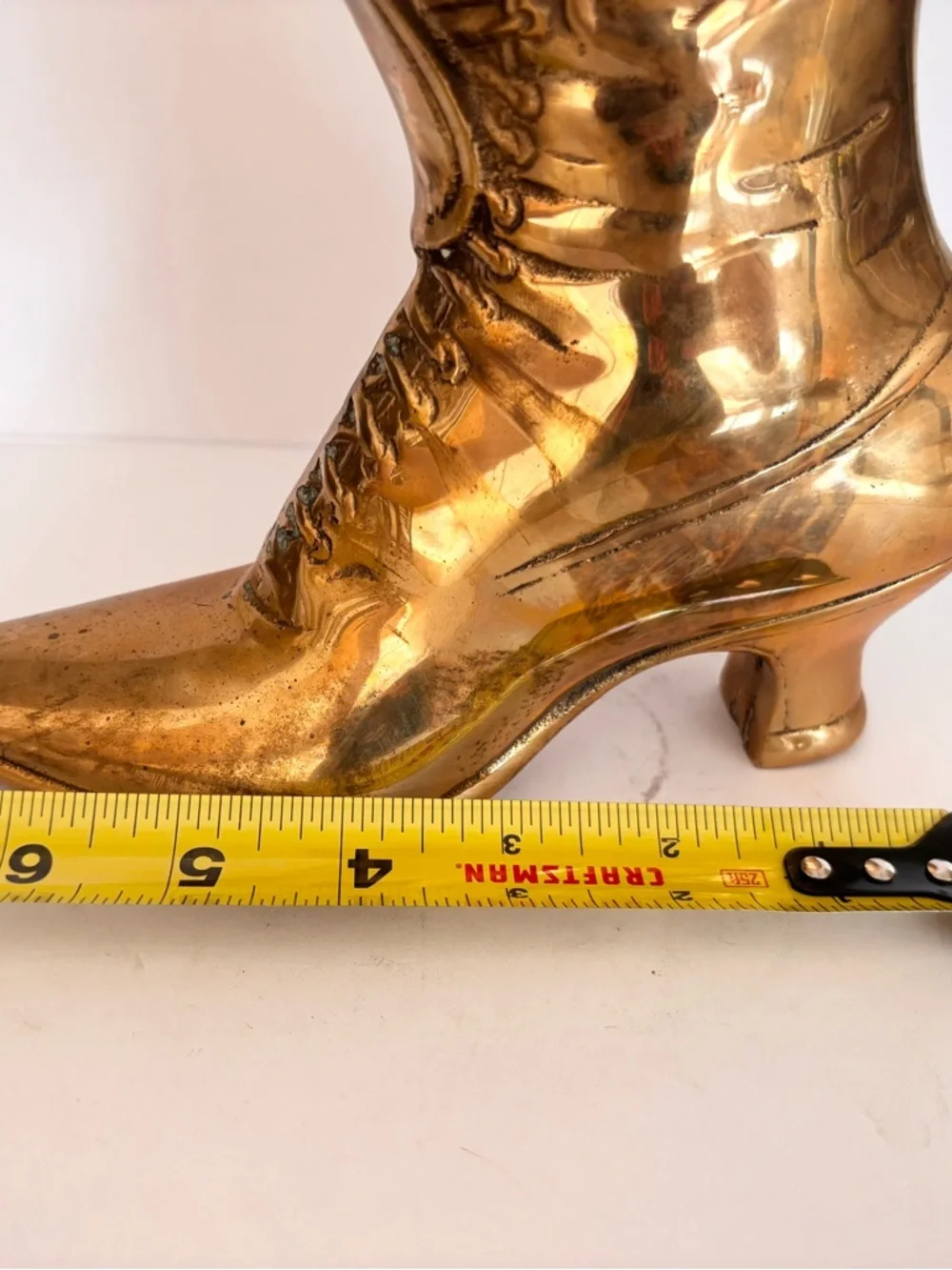 Victorian Vintage Brass Boot Planter Shelf Decor MCM Hollywood Regency Art Deco - Picture 8 of 10